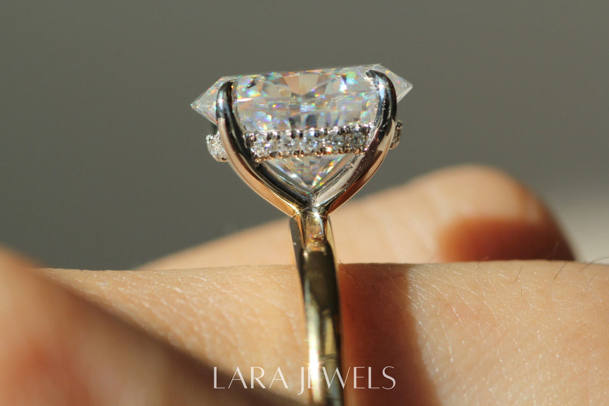 1.0-3.0 CT Oval Lab Grown Diamond Hidden Halo Engagement Ring