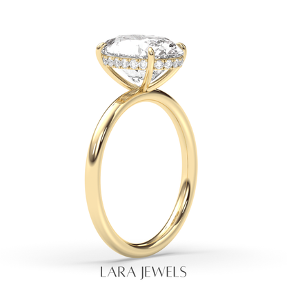 1.0-3.0 CT Oval Lab Grown Diamond Hidden Halo Engagement Ring