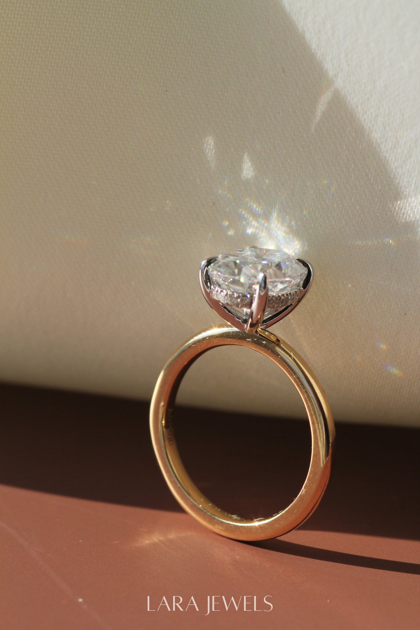1.0-3.0 CT Oval Lab Grown Diamond Hidden Halo Engagement Ring