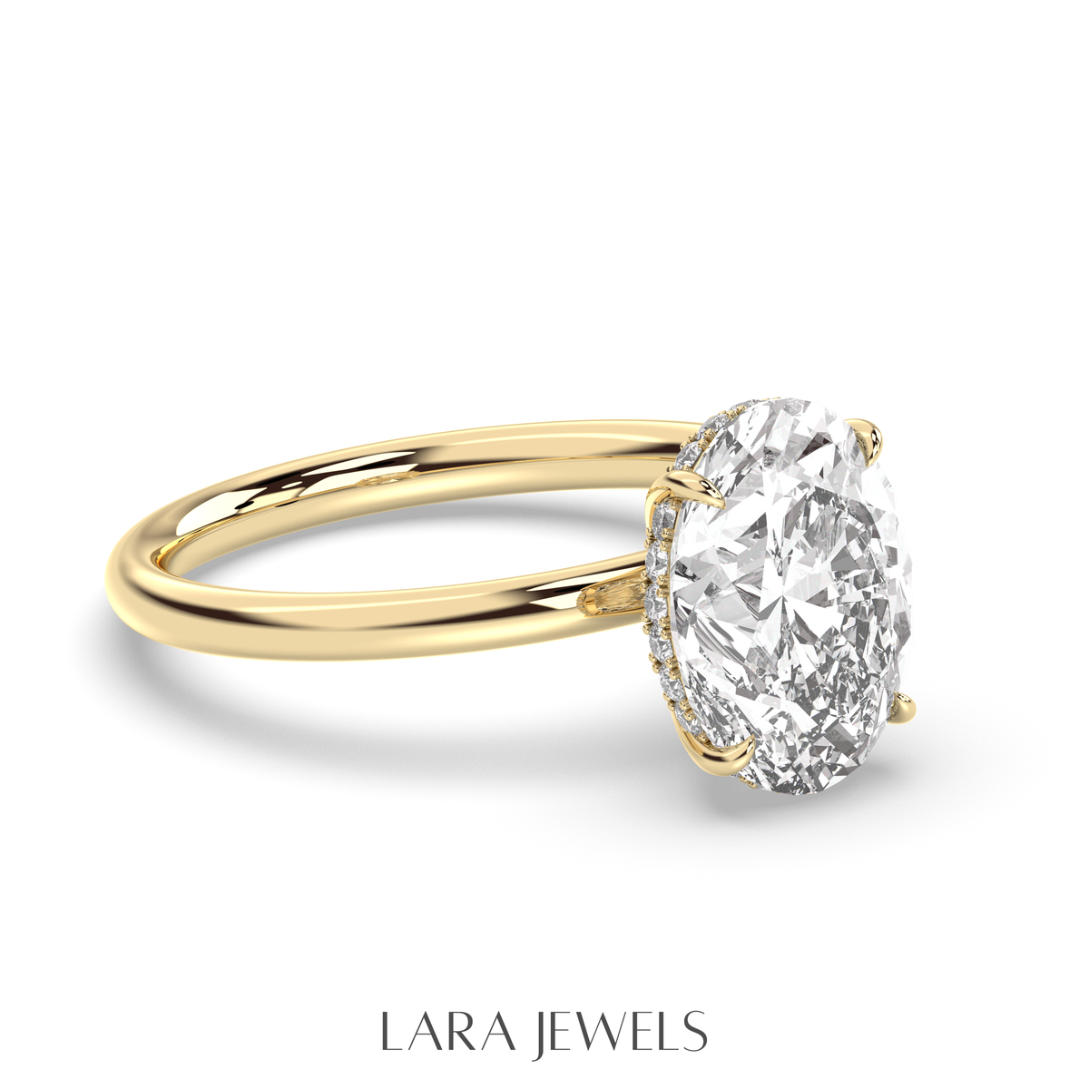 1.0-3.0 CT Oval Lab Grown Diamond Hidden Halo Engagement Ring