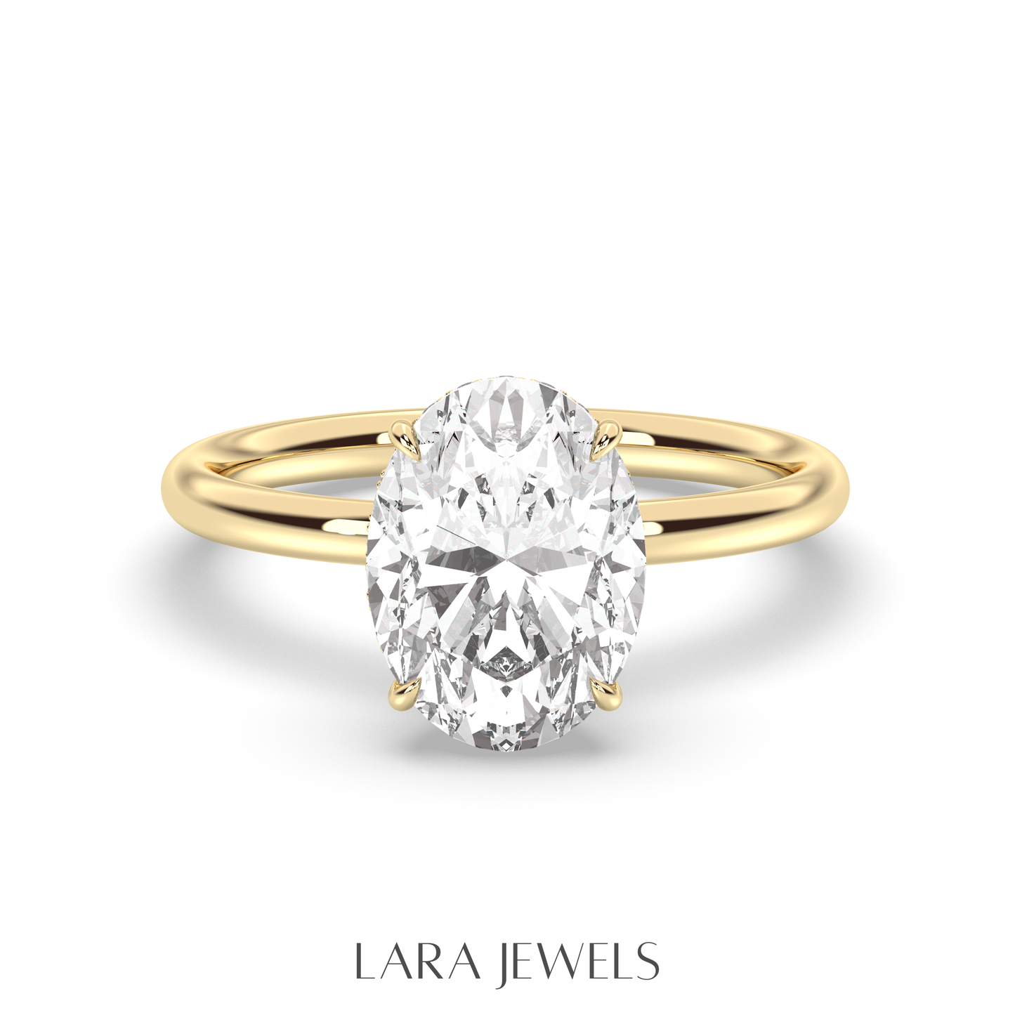 1.0-3.0 CT Oval Lab Grown Diamond Hidden Halo Engagement Ring