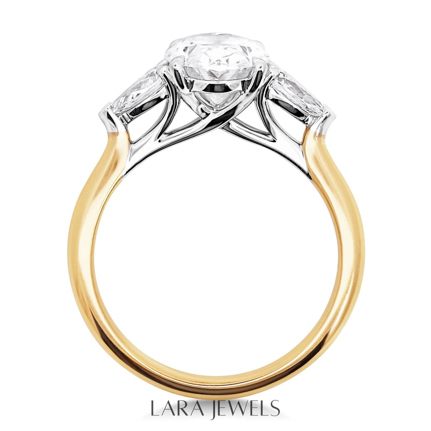 1.0-3.0 CT Oval Lab Grown  Diamond Three Stone Engagement Ring