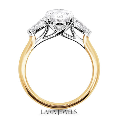 1.0-3.0 CT Oval Lab Grown  Diamond Three Stone Engagement Ring