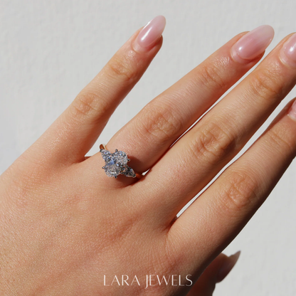 1.0-3.0 CT Oval Lab Grown  Diamond Three Stone Engagement Ring