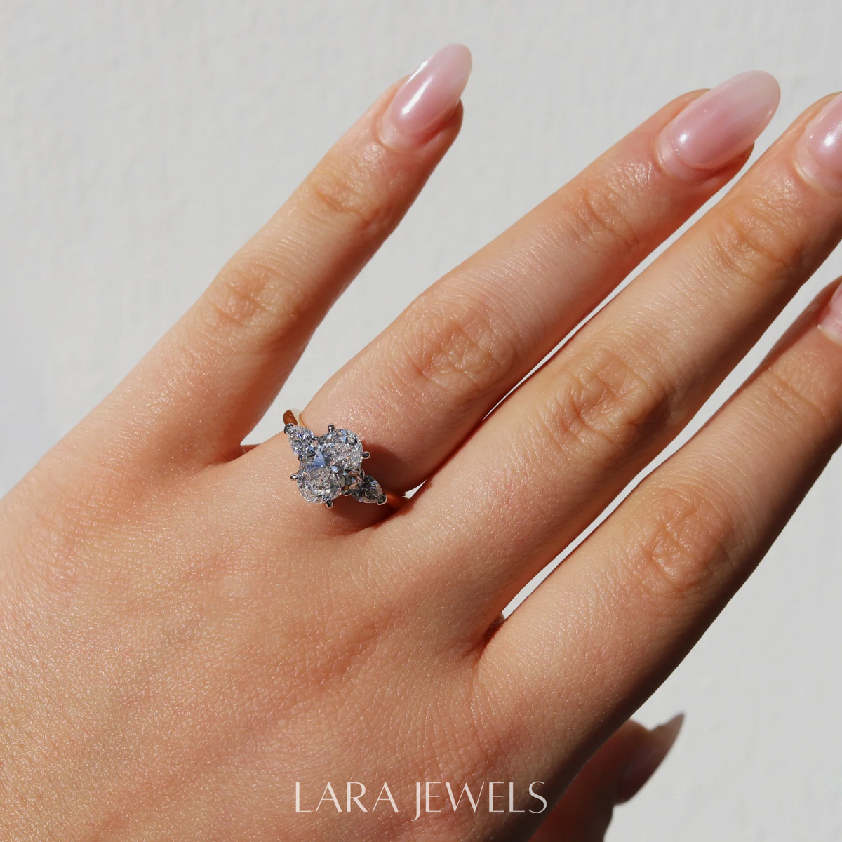 1.0-3.0 CT Oval Lab Grown  Diamond Three Stone Engagement Ring