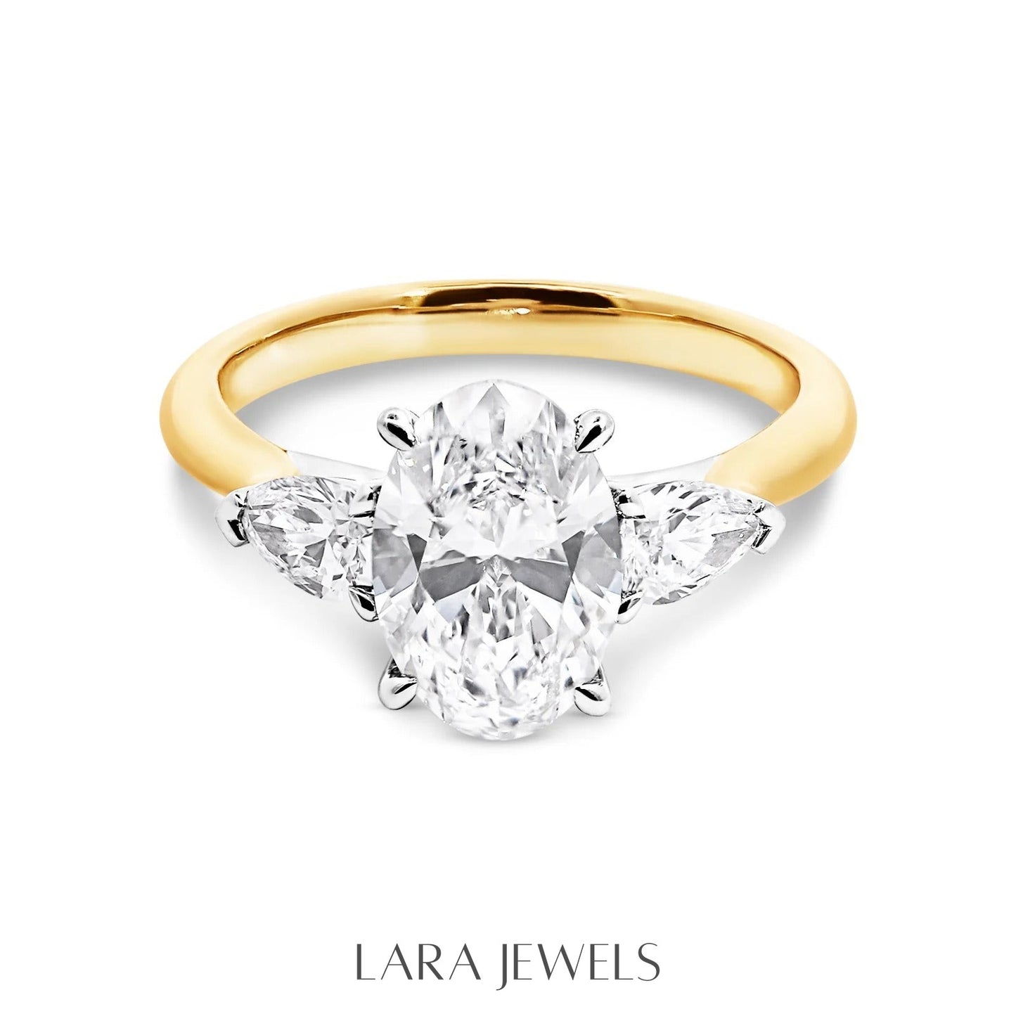 1.0-3.0 CT Oval Lab Grown  Diamond Three Stone Engagement Ring