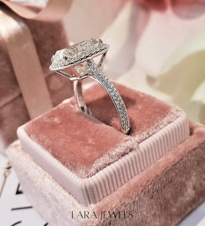 1.0-3.0 CT Radiant Lab Grown Diamond Halo Engagement Ring