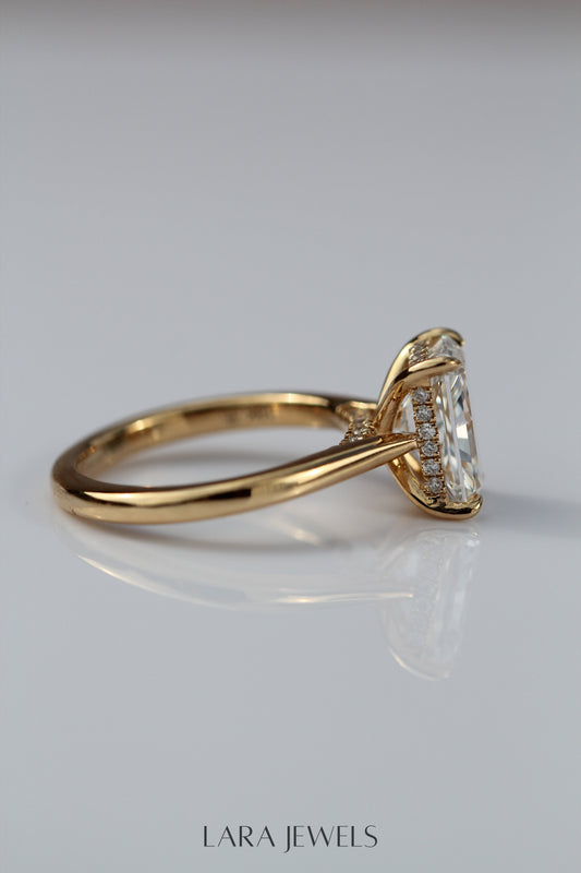 1.0-3.0 CT Radiant Lab Grown Diamond Hidden Halo Engagement Ring