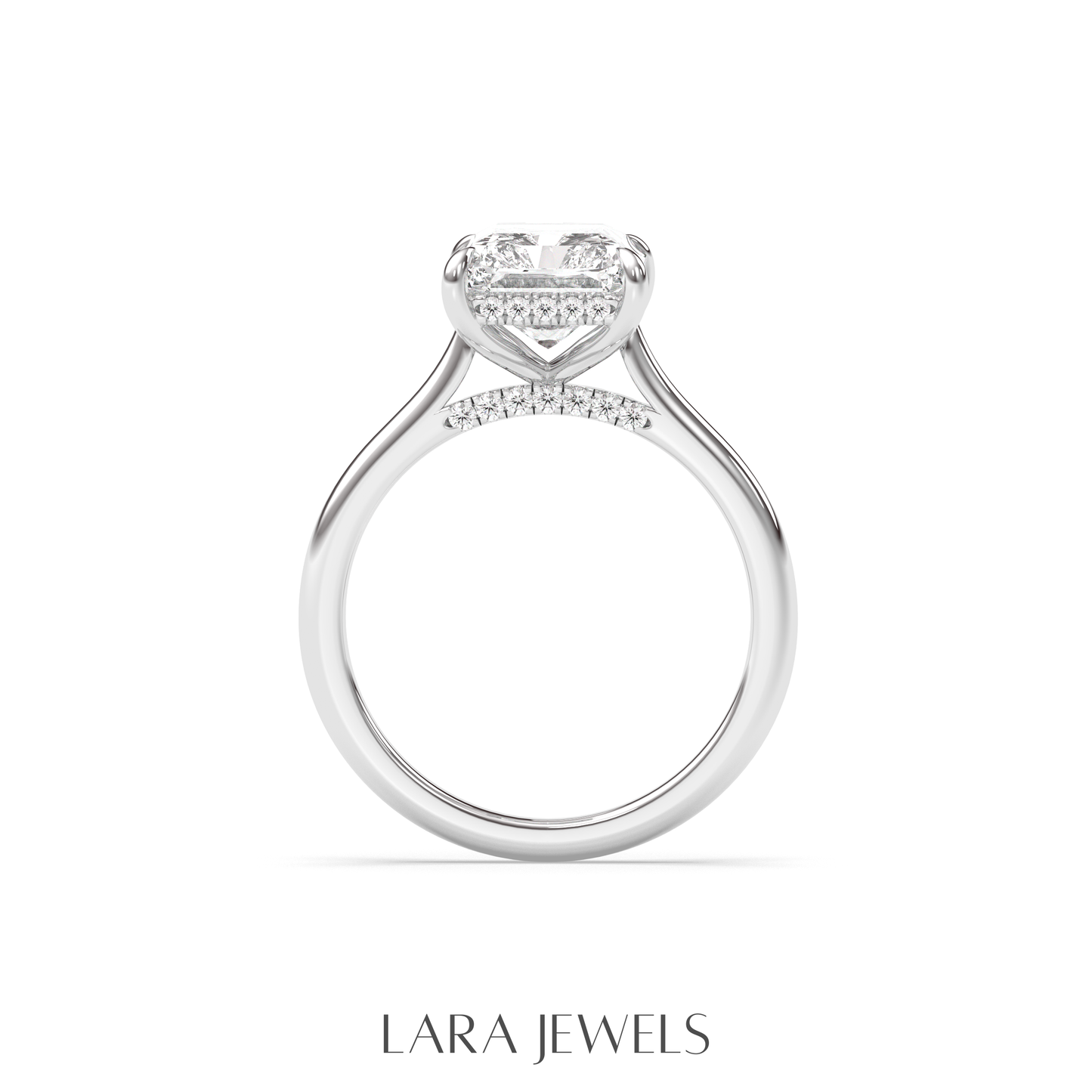 1.0-3.0 CT Radiant Lab Grown Diamond Hidden Halo Engagement Ring