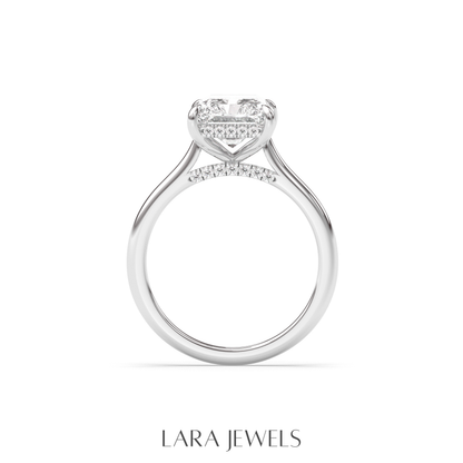 1.0-3.0 CT Radiant Lab Grown Diamond Hidden Halo Engagement Ring