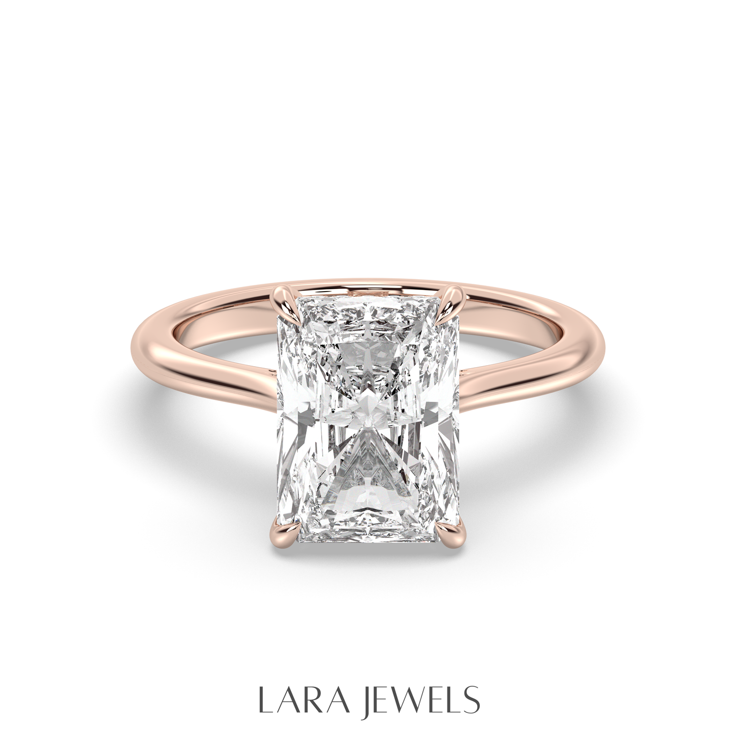 1.0-3.0 CT Radiant Lab Grown Diamond Hidden Halo Engagement Ring