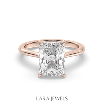 1.0-3.0 CT Radiant Lab Grown Diamond Hidden Halo Engagement Ring