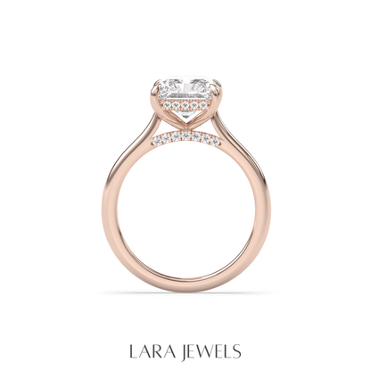 1.0-3.0 CT Radiant Lab Grown Diamond Hidden Halo Engagement Ring