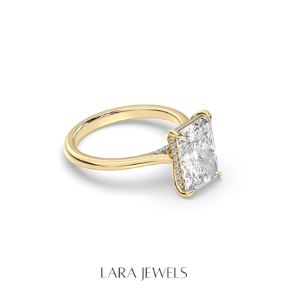 1.0-3.0 CT Radiant Lab Grown Diamond Hidden Halo Engagement Ring