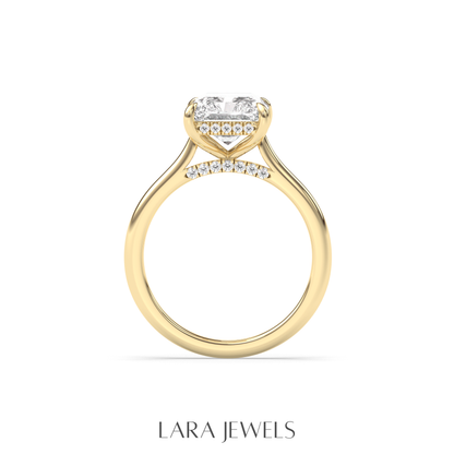 1.0-3.0 CT Radiant Lab Grown Diamond Hidden Halo Engagement Ring