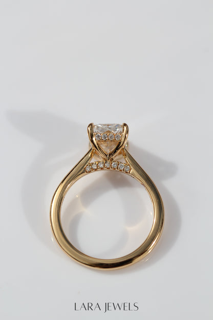 1.0-3.0 CT Radiant Lab Grown Diamond Hidden Halo Engagement Ring