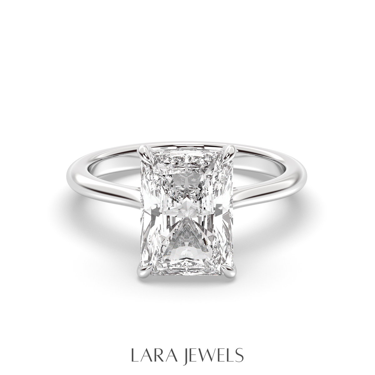 1.0-3.0 CT Radiant Lab Grown Diamond Hidden Halo Engagement Ring