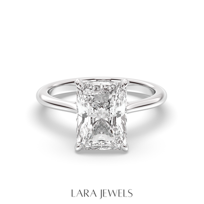 1.0-3.0 CT Radiant Lab Grown Diamond Hidden Halo Engagement Ring