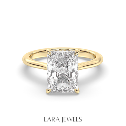 1.0-3.0 CT Radiant Lab Grown Diamond Hidden Halo Engagement Ring