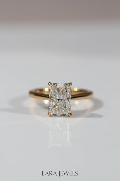 1.0-3.0 CT Radiant Lab Grown Diamond Hidden Halo Engagement Ring