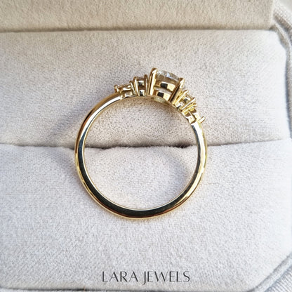 1.0-3.0 CT Round Lab Grown Diamond Pave Engagement Ring