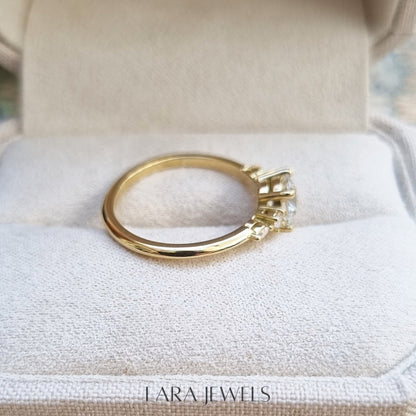 1.0-3.0 CT Round Lab Grown Diamond Pave Engagement Ring