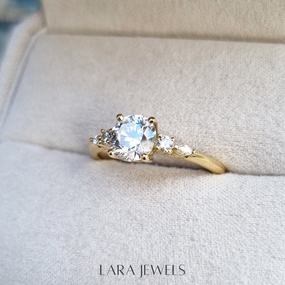 1.0-3.0 CT Round Lab Grown Diamond Pave Engagement Ring