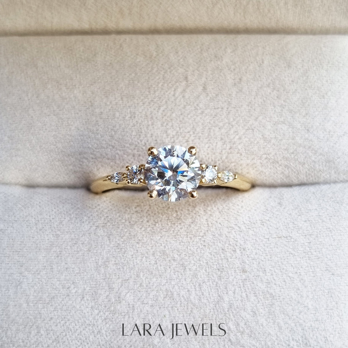 1.0-3.0 CT Round Lab Grown Diamond Pave Engagement Ring