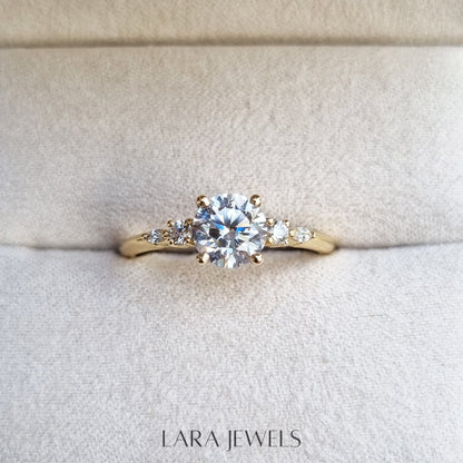 1.0-3.0 CT Round Lab Grown Diamond Pave Engagement Ring