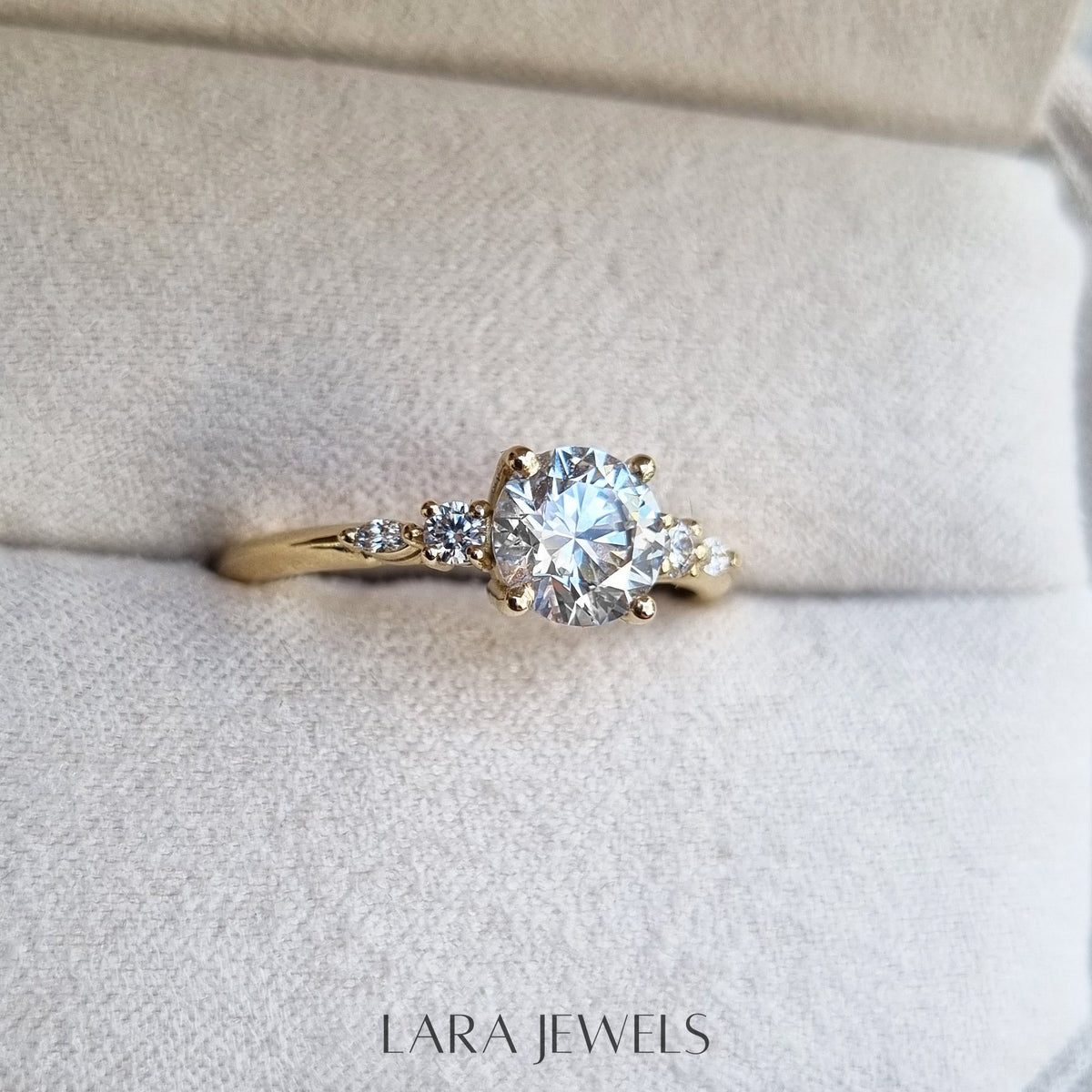 1.0-3.0 CT Round Lab Grown Diamond Pave Engagement Ring