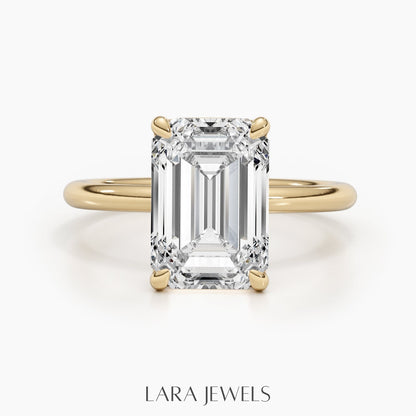 1.0-3.01 CT Emerald Lab Grown Diamond Solitaire Engagement Ring