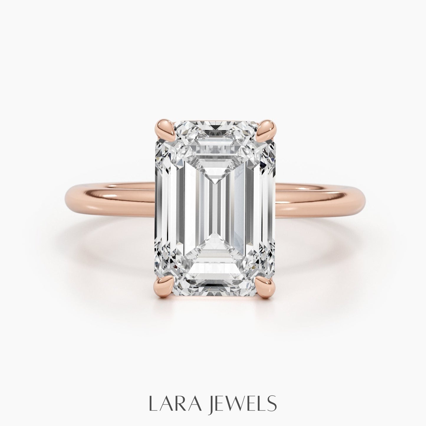 1.0-3.01 CT Emerald Lab Grown Diamond Solitaire Engagement Ring