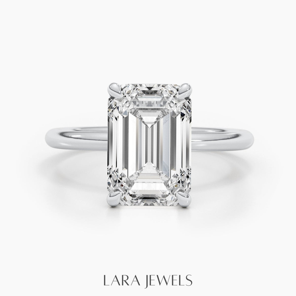 1.0-3.01 CT Emerald Lab Grown Diamond Solitaire Engagement Ring