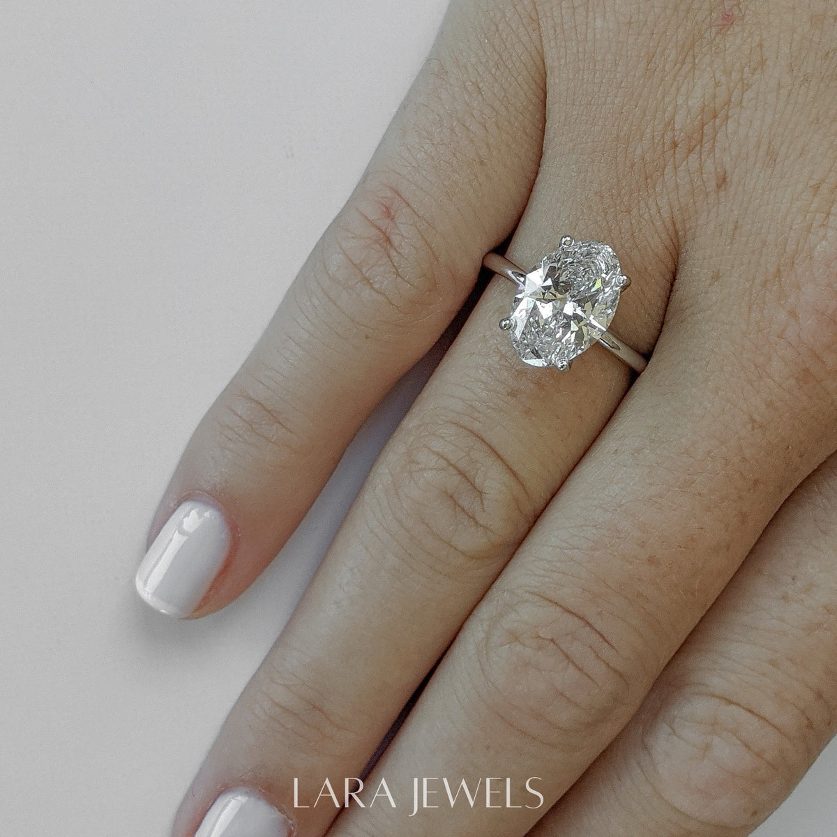 1.0-3.05 CT Oval Lab Grown Diamond Solitaire Engagement Ring