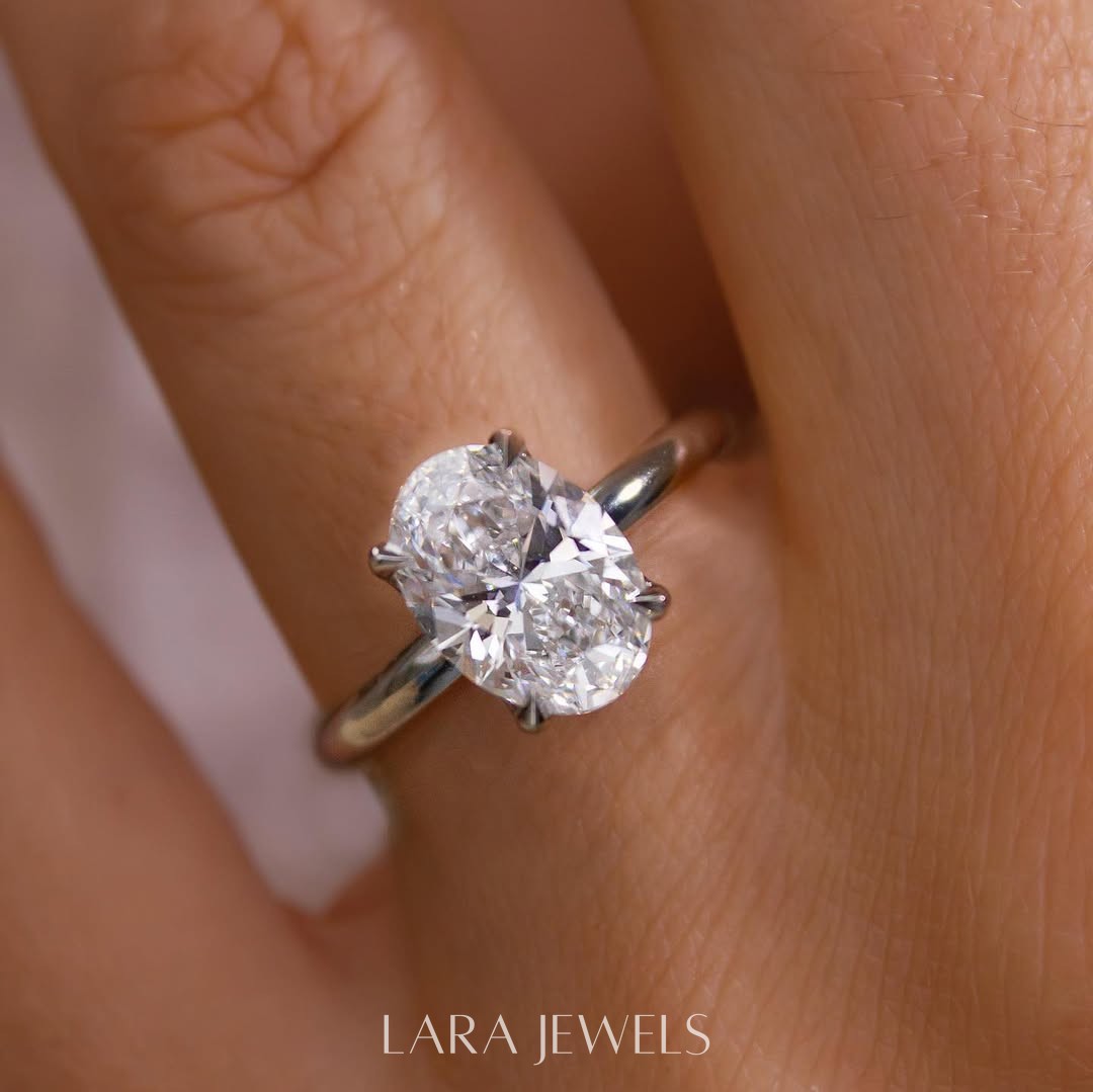 1.00 - 3.56 CT Oval  Lab Grown Diamond Solitaire Style Engagement Ring
