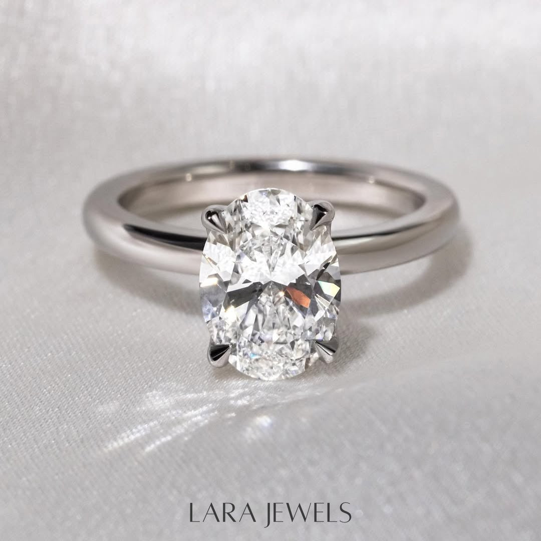 1.00 - 3.56 CT Oval  Lab Grown Diamond Solitaire Style Engagement Ring