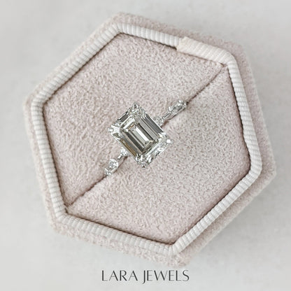 1.50-3.20 CT Emerald Lab Grown Diamond Dainty Engagement Ring