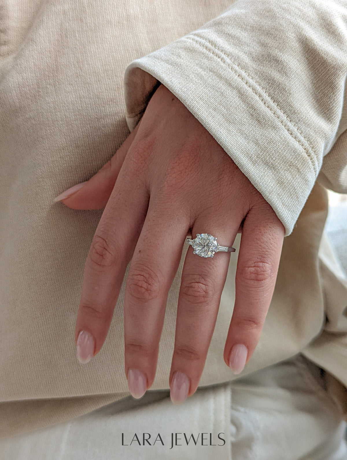 1.50-3.25 CT Round Lab Grown Diamond Three Stones Engagement Ring