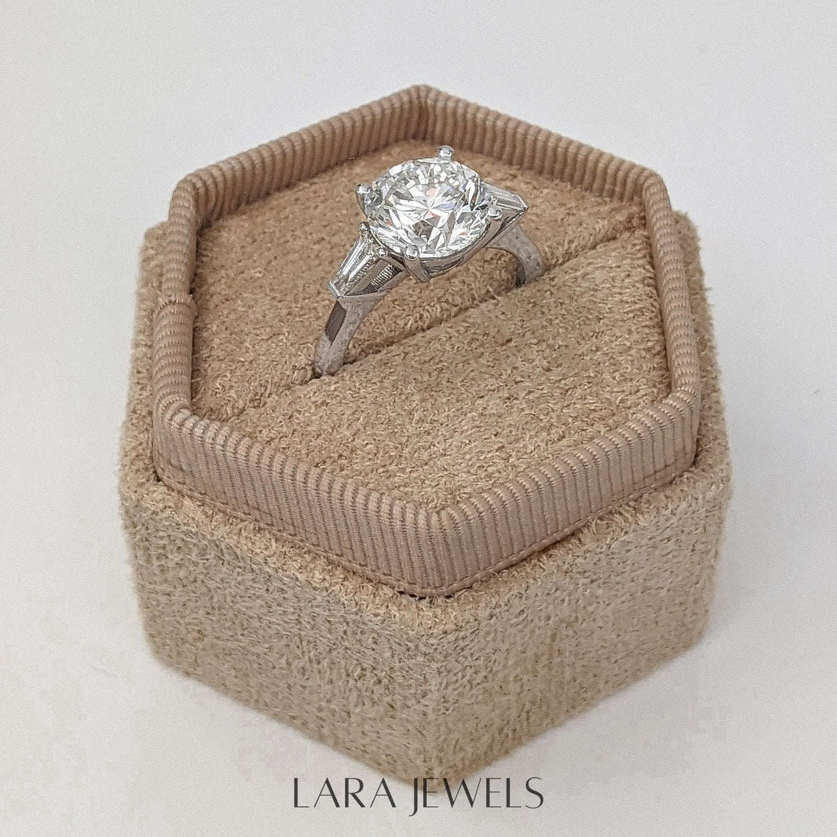 1.50-3.25 CT Round Lab Grown Diamond Three Stones Engagement Ring