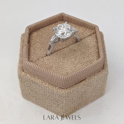1.50-3.25 CT Round Lab Grown Diamond Three Stones Engagement Ring