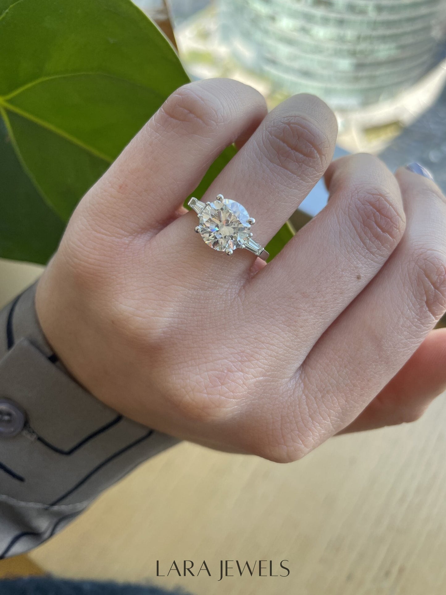 1.50-3.25 CT Round Lab Grown Diamond Three Stones Engagement Ring