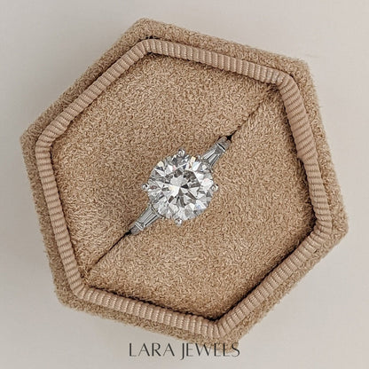 1.50-3.25 CT Round Lab Grown Diamond Three Stones Engagement Ring