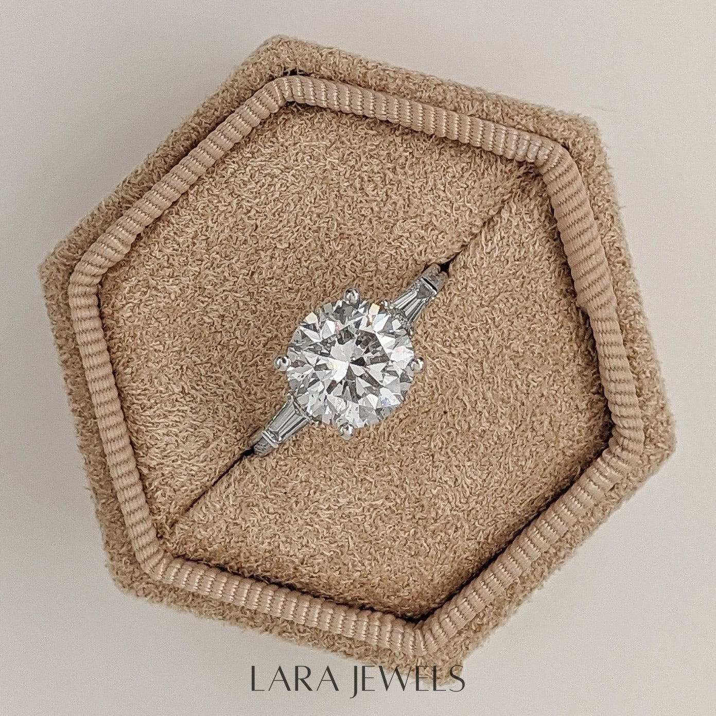 1.50-3.25 CT Round Lab Grown Diamond Three Stones Engagement Ring