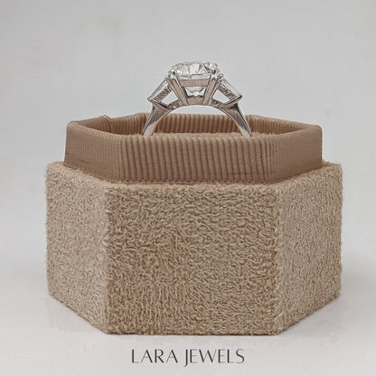 1.50-3.25 CT Round Lab Grown Diamond Three Stones Engagement Ring