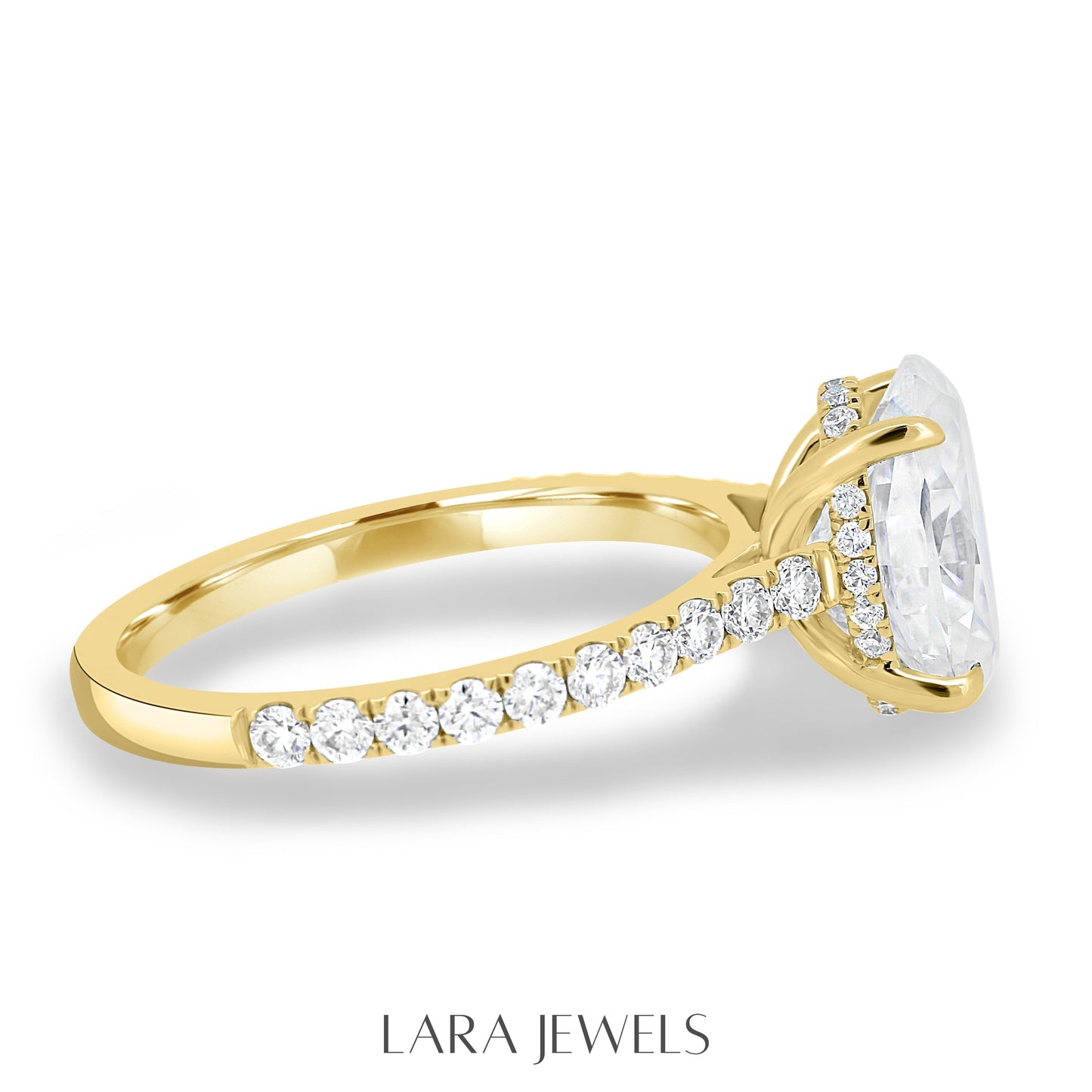 1.50-3.50 CT Oval Lab Grown Diamond Hidden Halo Engagement Ring