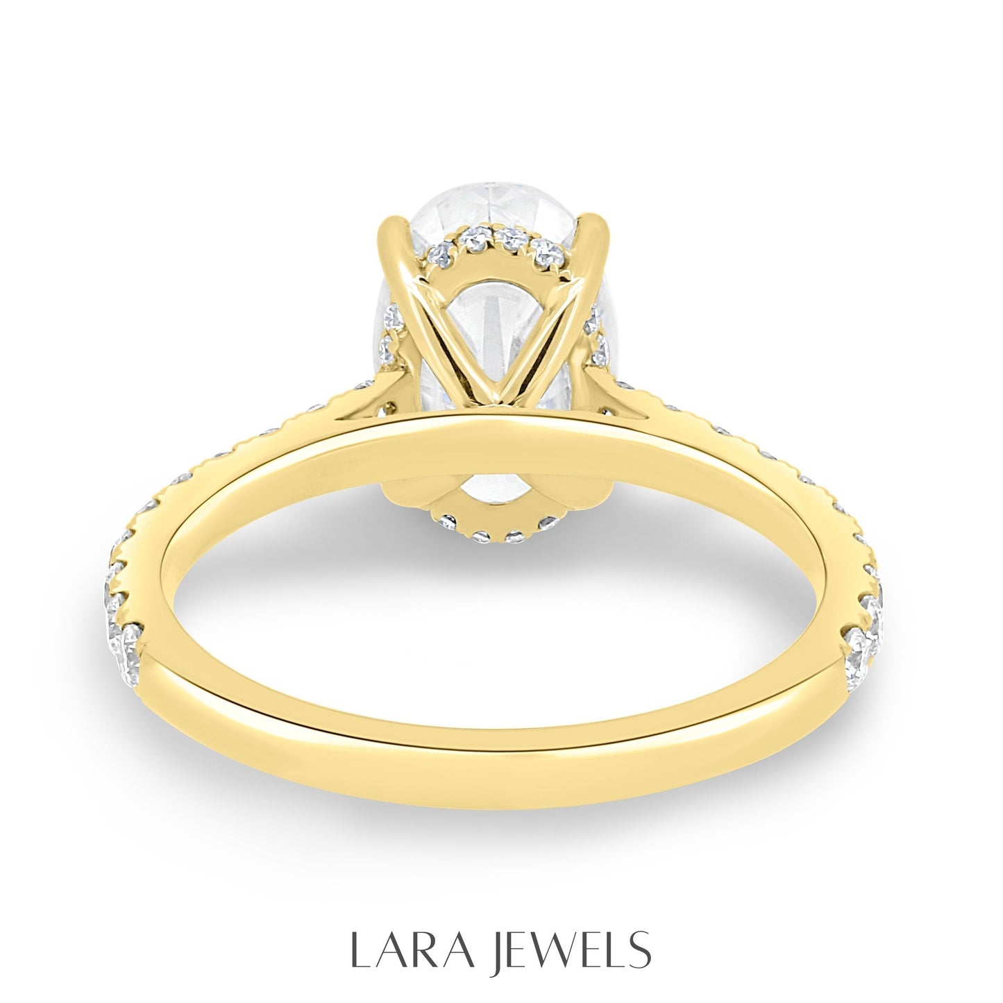 1.50-3.50 CT Oval Lab Grown Diamond Hidden Halo Engagement Ring