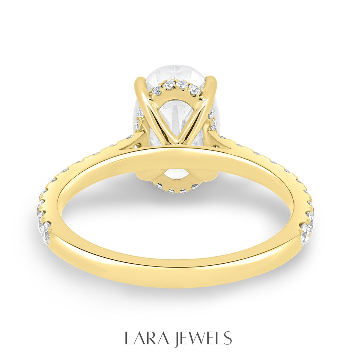1.50-3.50 CT Oval Lab Grown Diamond Hidden Halo Engagement Ring