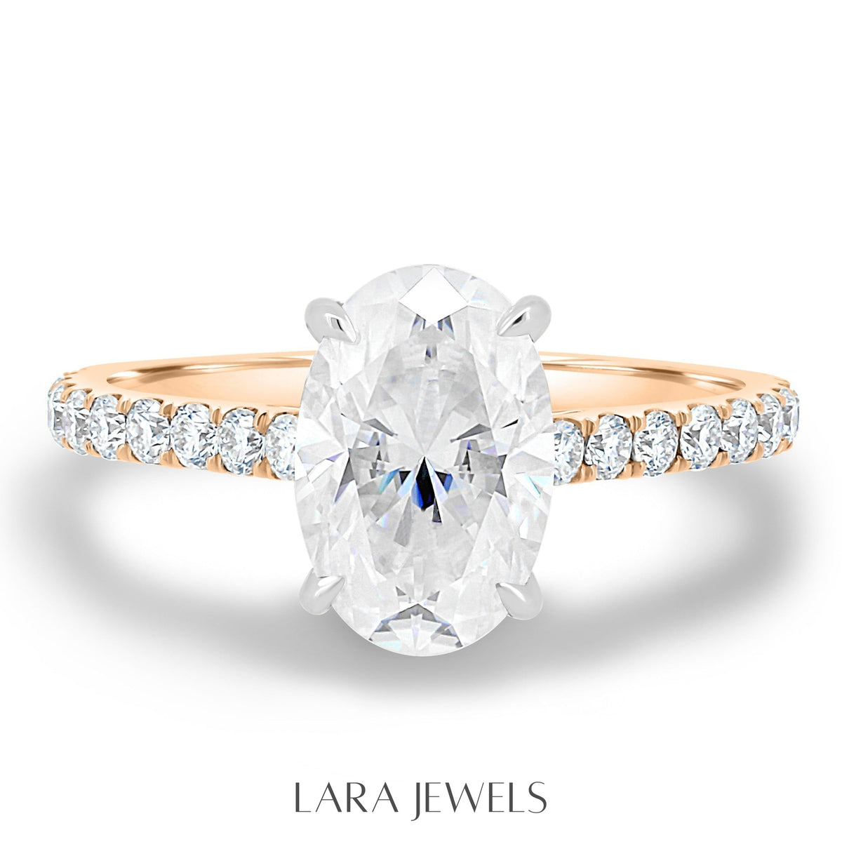 1.50-3.50 CT Oval Lab Grown Diamond Hidden Halo Engagement Ring