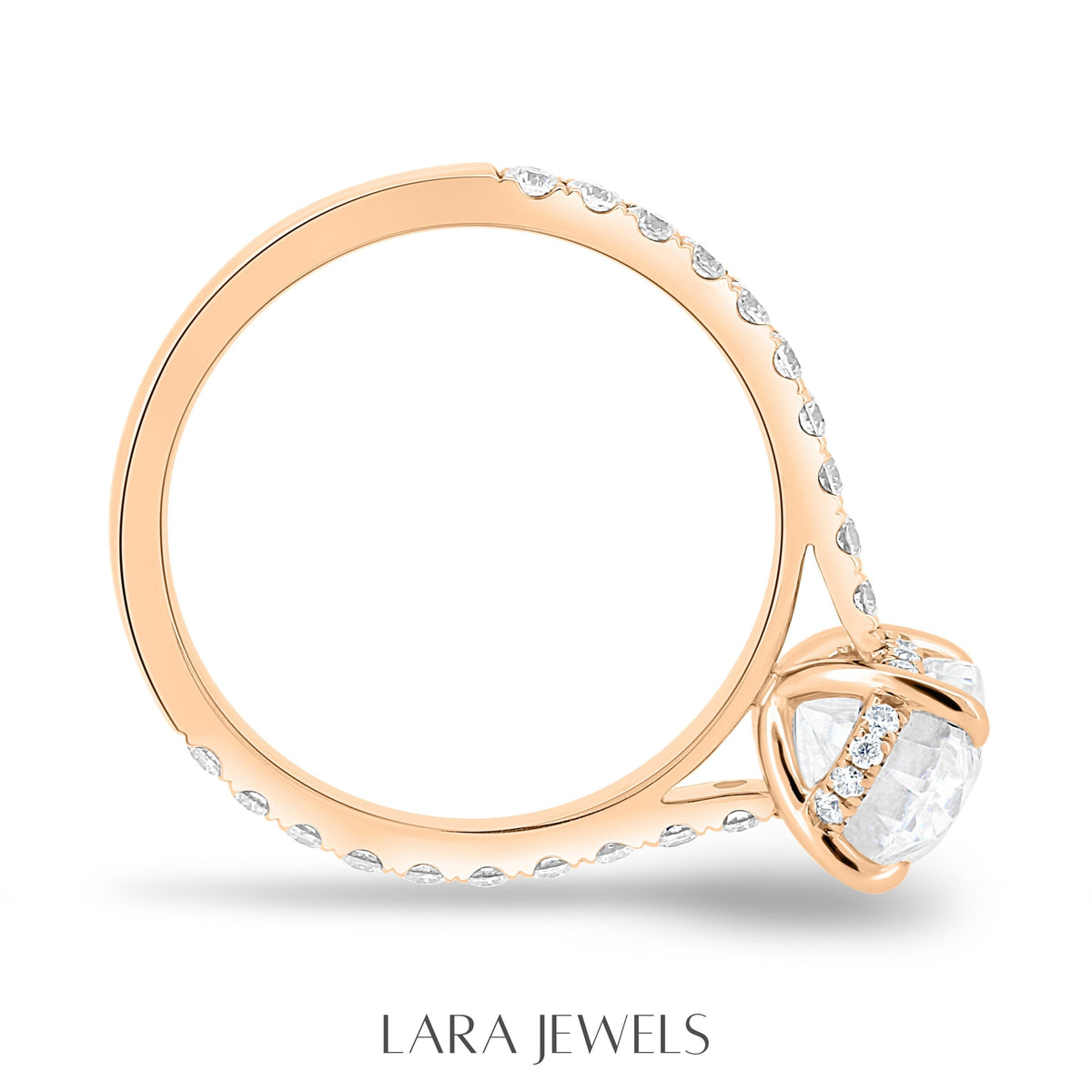 1.50-3.50 CT Oval Lab Grown Diamond Hidden Halo Engagement Ring
