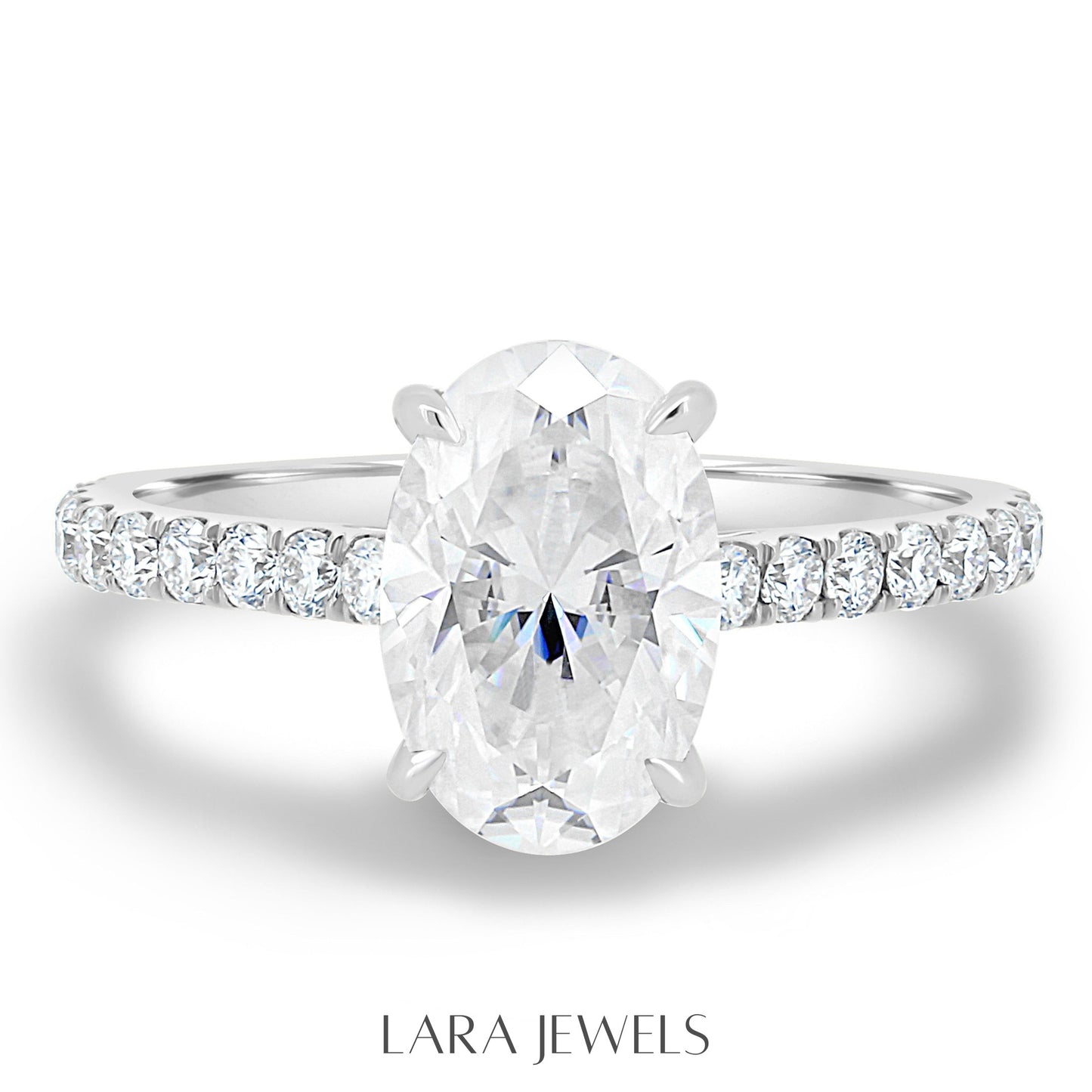 1.50-3.50 CT Oval Lab Grown Diamond Hidden Halo Engagement Ring